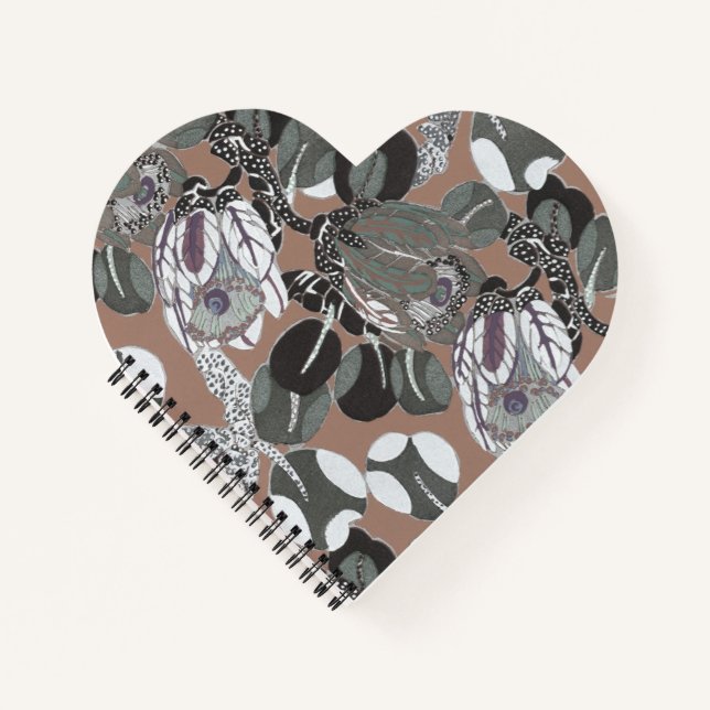 Carnet Motif floral gris marron (Devant)