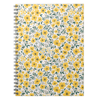 Carnet Motif floral incomparable, Petites fleurs jaunes.
