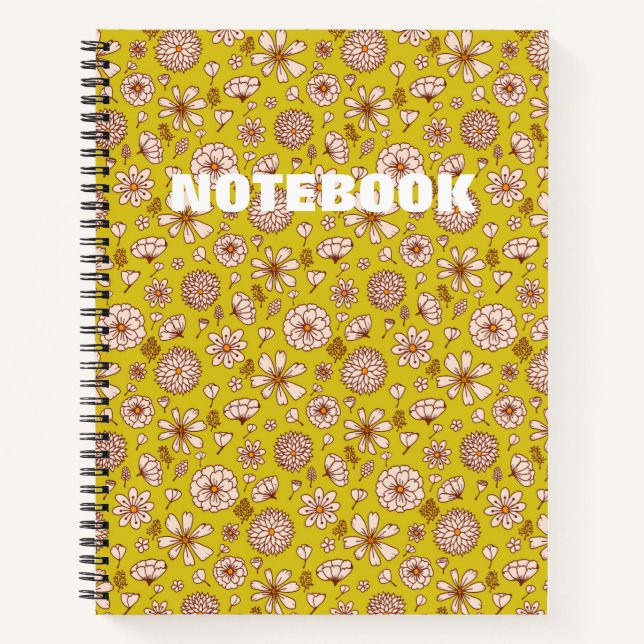 Carnet Motif floral jaune sans couture (Devant)