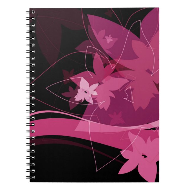 Carnet Motif floral magenta (Devant)