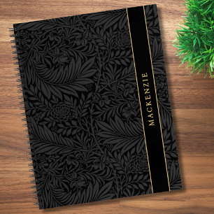Carnet Motif floral noir personnalisé