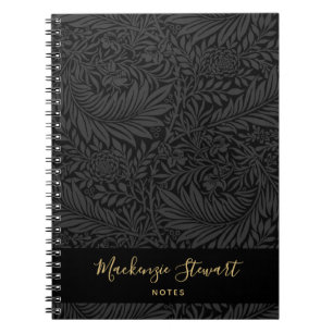 Carnet Motif floral personnalisé noir
