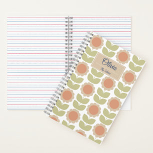 Carnet Motif floral rétro rose pastel du milieu du siècle
