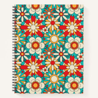 Carnet Motif Floral Rétro Sans Fil. Décor vintage