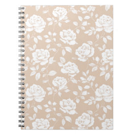 Carnet Motif floral rose blanc neutre chic