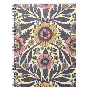 Carnet Motif Floral rose et bleu sans joint