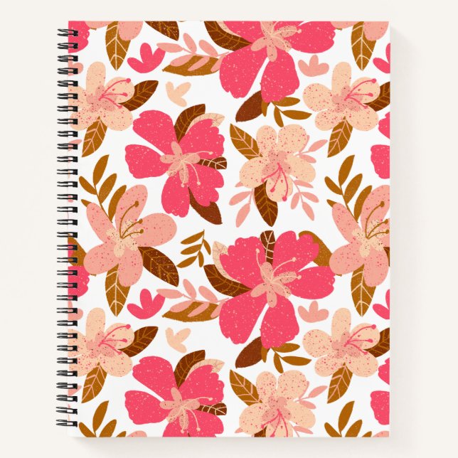 Carnet Motif floral rose illustré (Devant)