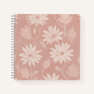 Carnet Motif floral rose poudré aux marguerites
