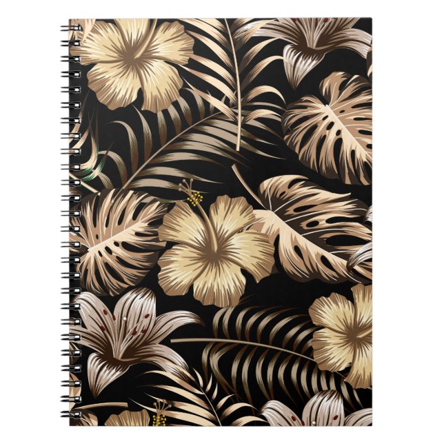 Carnet Motif floral sans couture avec feuilles. dos tropi (Devant)
