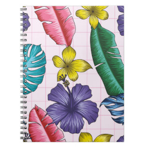 Carnet Motif floral sans couture avec feuilles. dos tropi
