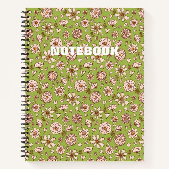 Carnet Motif floral sans couture Vert (Devant)