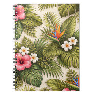 Carnet Motif floral tropical – Hibiscus, Monstera 