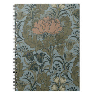 Carnet Motif floral victorien antique terre cuite sauge