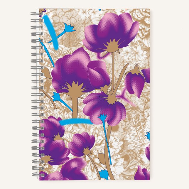 Carnet Motif floral vif avec violet et bleu f (Recto)