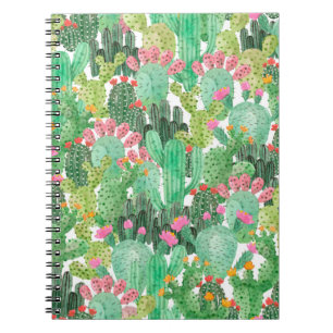 Carnet Motif fluide cactus aquarelle