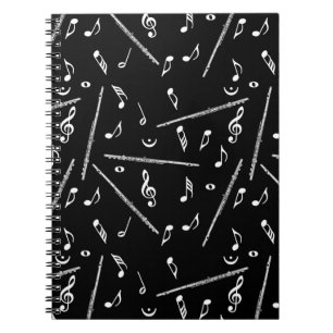 Carnet Motif Flute Music Note
