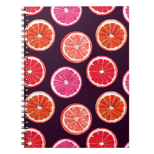 Carnet Motif foncé Citrus peint à la main (Devant)