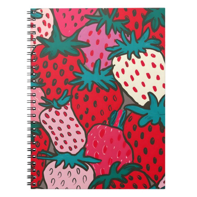 Carnet Motif Fraise (Devant)