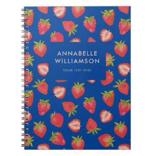 Carnet Motif fraise bleu