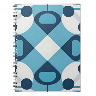Carnet Motif géométrique abstrait bleu et blanc