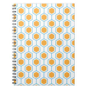 Carnet Motif géométrique abstrait hexagonal en bleu orang
