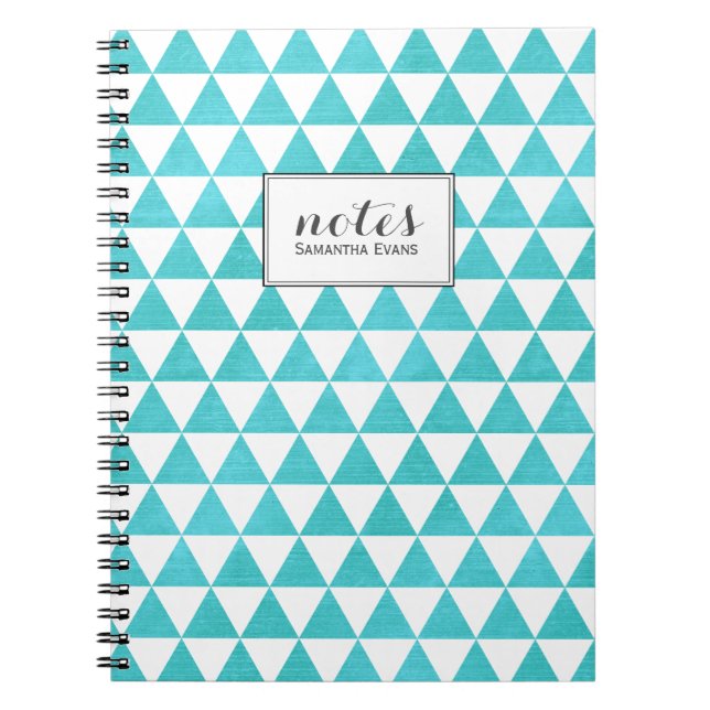 Carnet Motif géométrique Aqua Blue Triangles (Devant)