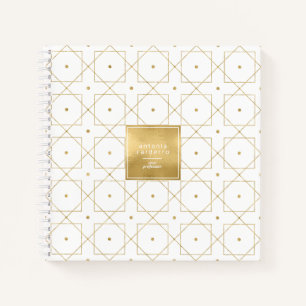Carnet Motif Géométrique Chic Carré Or/Blanc ID799