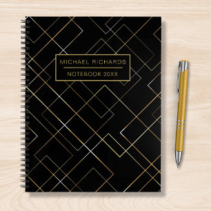 Carnet Motif géométrique chic moderne Nom personnalisé