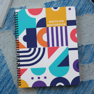 Carnet Motif géométrique coloré Monogramme Abstrait Art