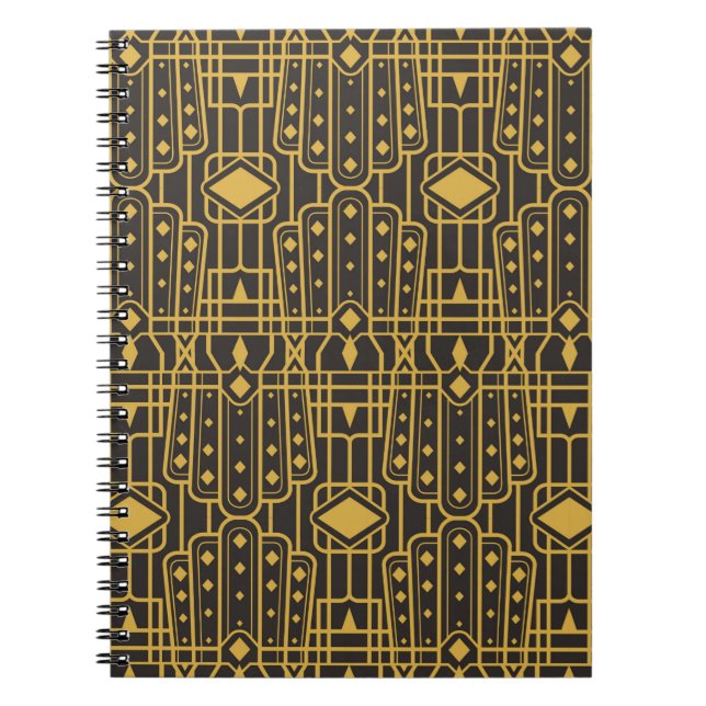 Carnet Motif géométrique de luxe Art Déco. Or (Devant)