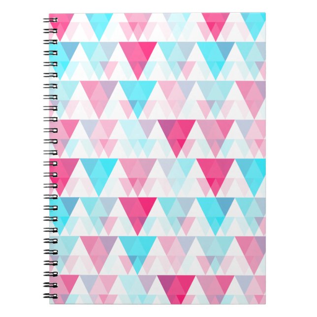 Carnet Motif géométrique de triangles bleues et roses (Devant)