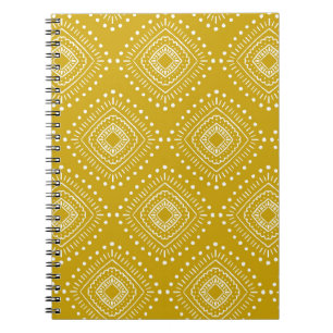 Carnet Motif géométrique ethnique : jaune doré, blanc