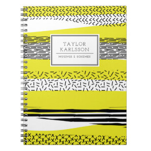 Carnet Motif géométrique mixte jaune et noir Personnalisé