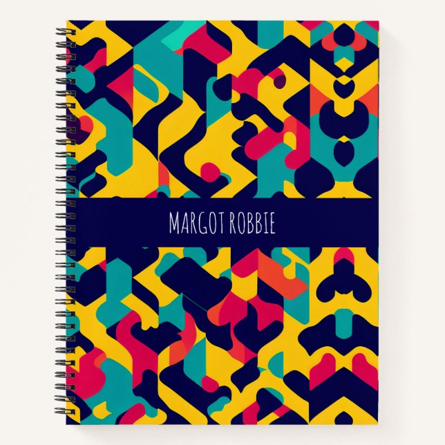 Carnet Motif géométrique moderne twitch jaune bleu rose (Devant)