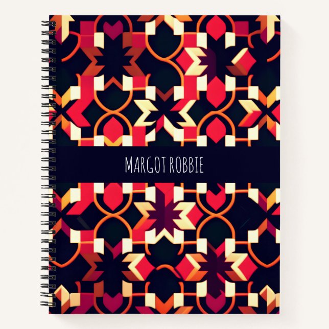 Carnet Motif géométrique moderne twitch rouge noir (Devant)