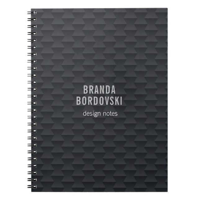 Carnet Motif géométrique monochromatique noir et gris (Devant)