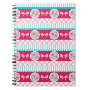 Carnet Motif Girly rose-clair et bleu mignon