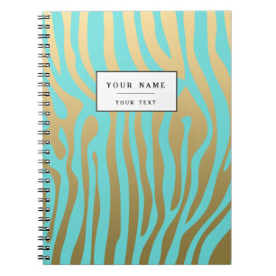 Carnet Motif Gold et Blue Zebra
