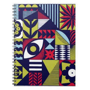 Carnet Motif graphique de style scandinave ou rétro. Main