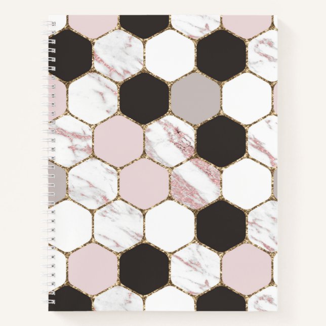 Carnet Motif Hexagon de marbre géométrique moderne (Devant)
