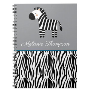 Carnet Motif Impression Zèbre Nom Personnalisé