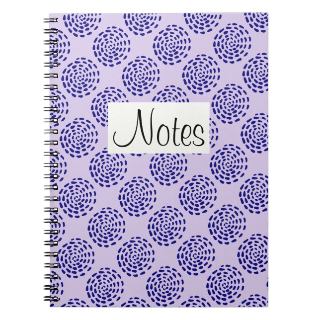 Carnet Motif indigo bleu foncé rayé sur violet (Devant)