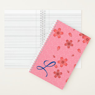 Carnet Motif japonais de fleurs de cerisiers et de vagues