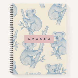 Carnet Motif Koala Douillet Personnalisé