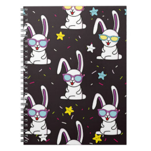 Carnet Motif lapin enfants mignon. Lapin coloré, étoiles