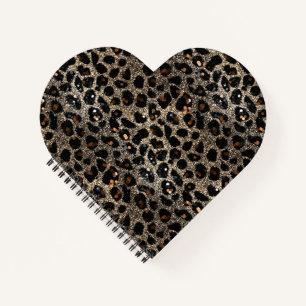 Carnet Motif Léopard Brun Noir Or Paillettes Luxe