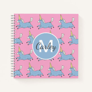 Carnet Motif licorne mignonne rose personnalisé féminin