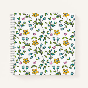 Carnet Motif lumineux de fleurs et de cœurs mignons