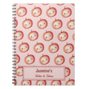 Carnet Motif lychee Lucky You personnalisé Aquarelle