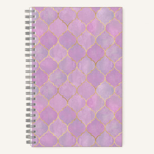 Carnet Motif Marocain Rose Pâle Or